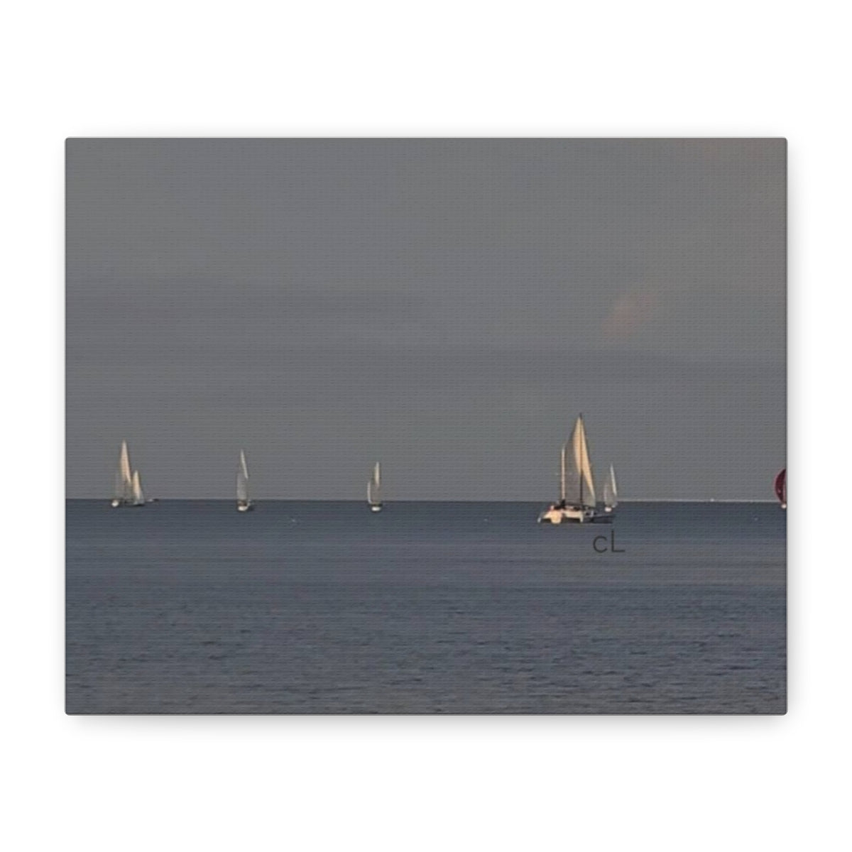 Sailboats at Dusk Matte Canvas Print — Stretched 1.25"