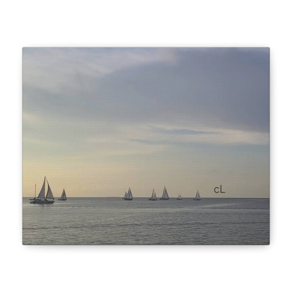 Sailboat Ocean Sunset Matte Canvas Wall Art