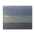 Sailboats at Dusk Matte Canvas Print — Stretched Seascape Wall Art
