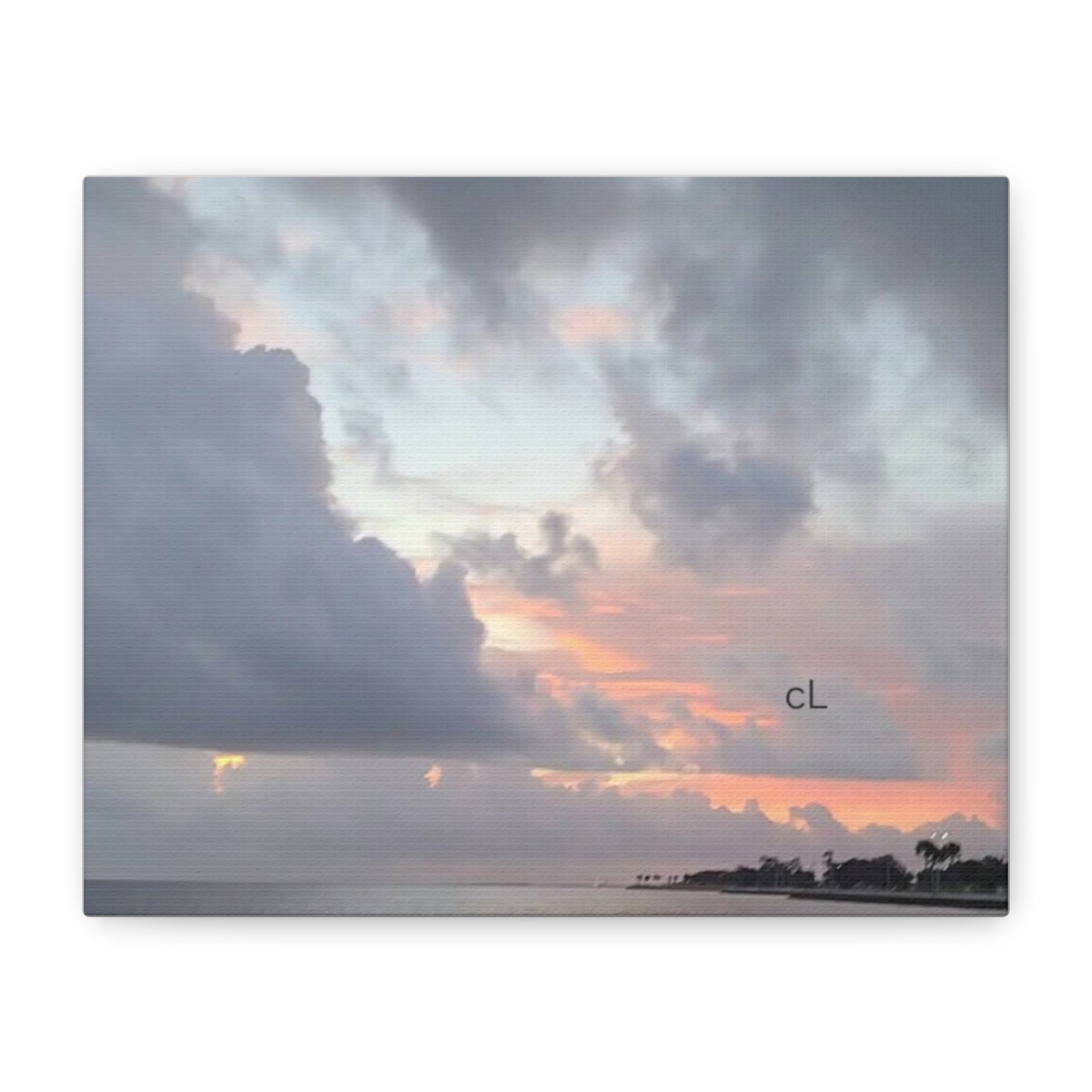 Sunset Clouds Matte Canvas Wall Art — Stretched Coastal Seascape Print